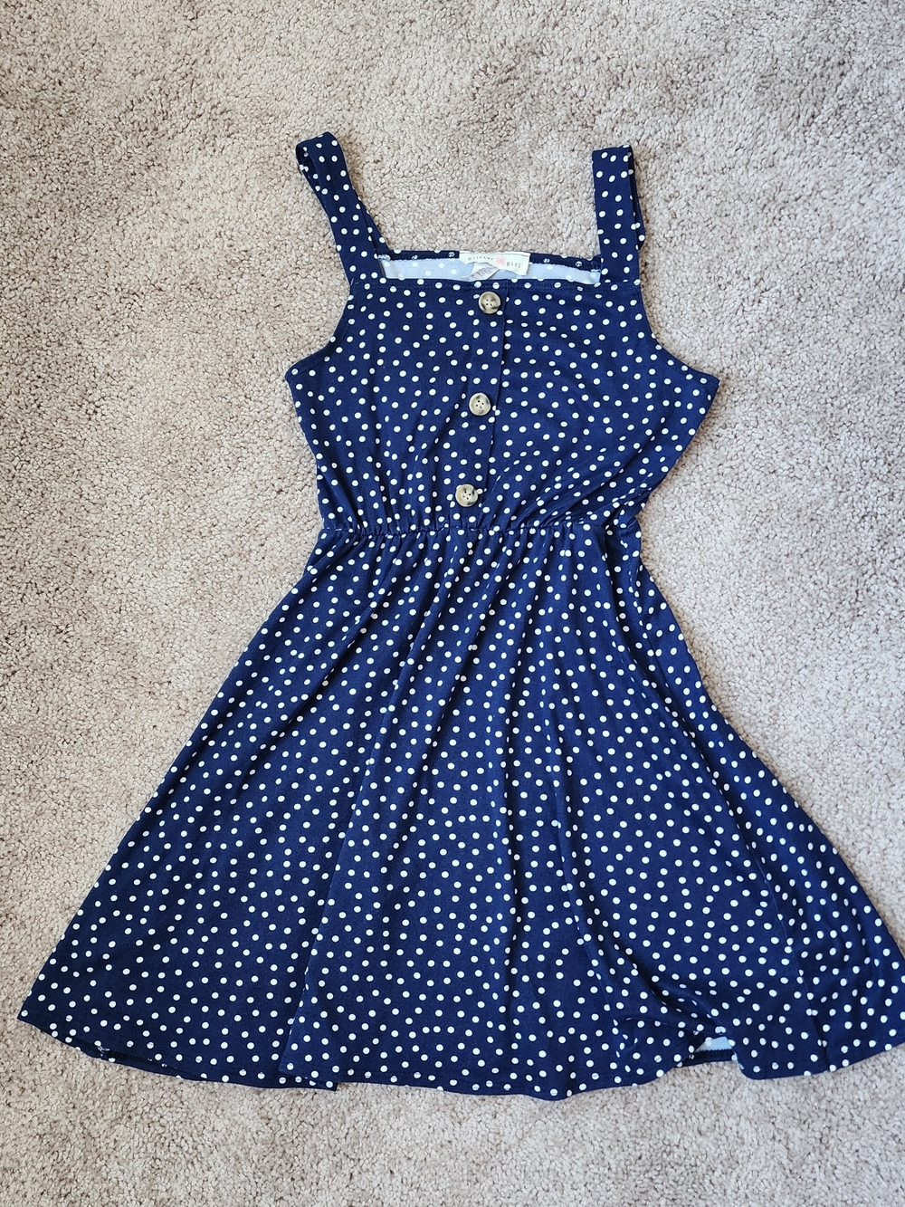 Navy Polka Dot Button-Front Sundress